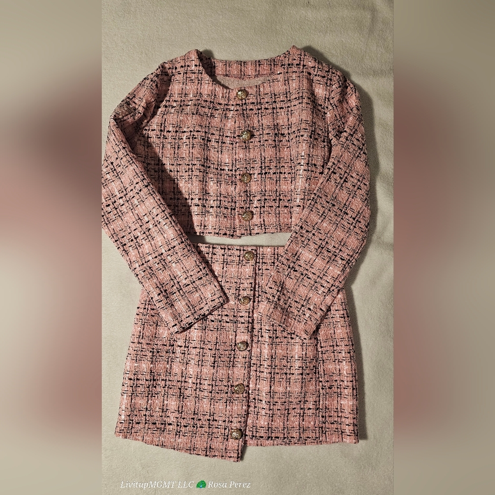 Pink Tweed Two-Piece Set